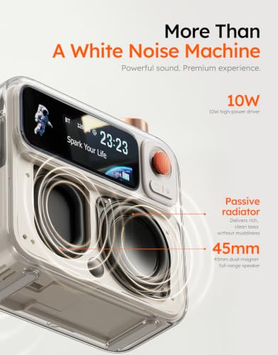 White Noise Machine with Bluetooth Speaker & Alarm Clock - Bedside Relaxation