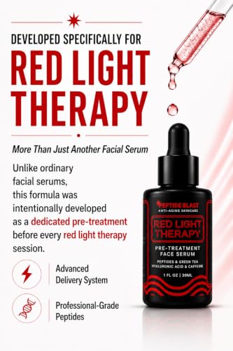 Red Light Therapy Pre-Treatment Serum with Peptides & Hyaluronic Acid - Hydrating Skin Booster 1 fl oz