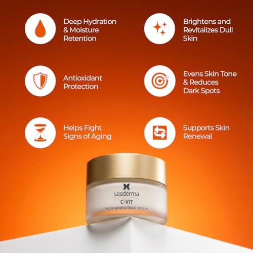 Sesderma C-VIT Moisturizing Face Cream with Vitamin C for Anti-Aging & Brightening, 1.7 fl oz