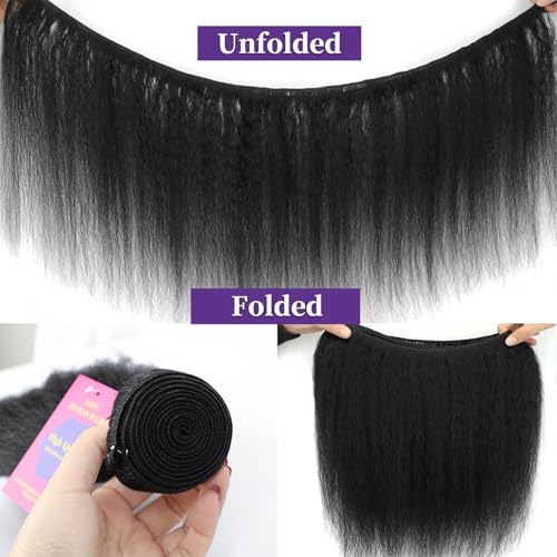 18 Inch Kinky Straight Human Hair Bundles - Unprocessed Brazilian Virgin Hair