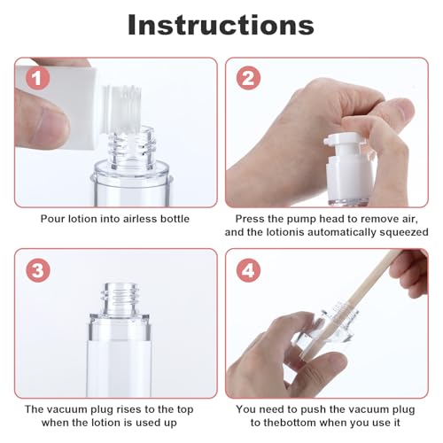 28-Pack Travel Size Airless Pump Bottles 1.7 oz Refillable Cosmetic Dispensers