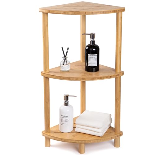 Corner Shower Caddy Stand - Bamboo Bathroom Organizer with Anti-Slip Feet - Water-Resistant & Space-Saving - Shower & Kitchen Storage - Shower caddy-022