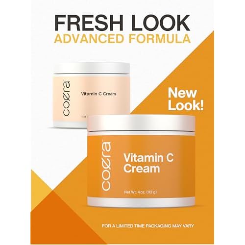 Coera Vitamin C Cream | 4oz | For Face, Dark Spots, Body, and Skin | Brightening, Hydrating, & Firming Moisturizer | Free of Parabens, SLS & Fragrances | Cruelty Free | Packaging May Vary