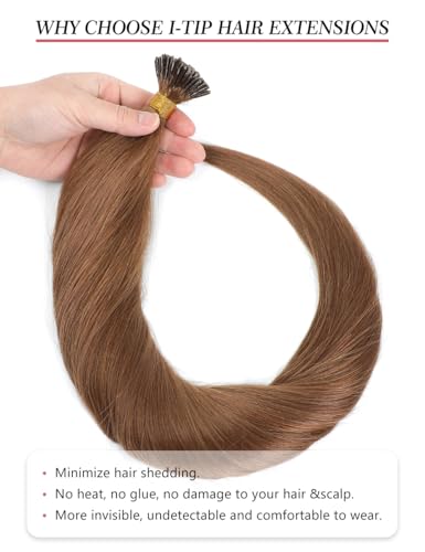 I Tip Hair Extensions 200g/200s - 26 Inch Brown Synthetic Straight for Women - Variation of 26 Inch / Brown