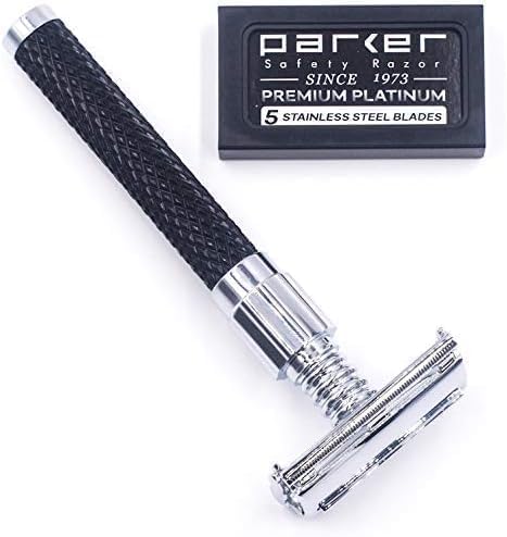 Double Edge Safety Razor with Long Handle and Heavyweight Metal Design