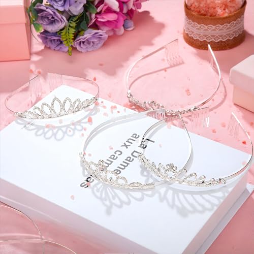 24 Pcs Crystal Tiara Crowns for Women Bulk - Silver Classic