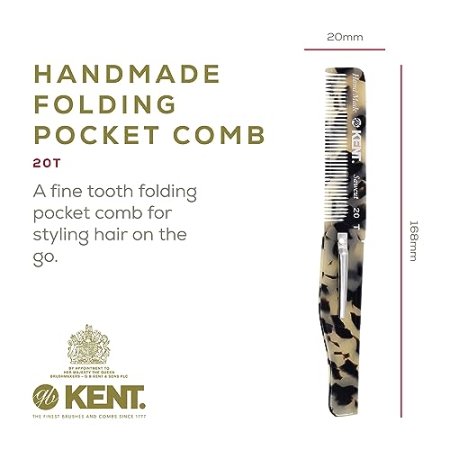 KENT 20T TW Handmade Folding Pocket Comb 2 Pack White Tokyo for Men & Women