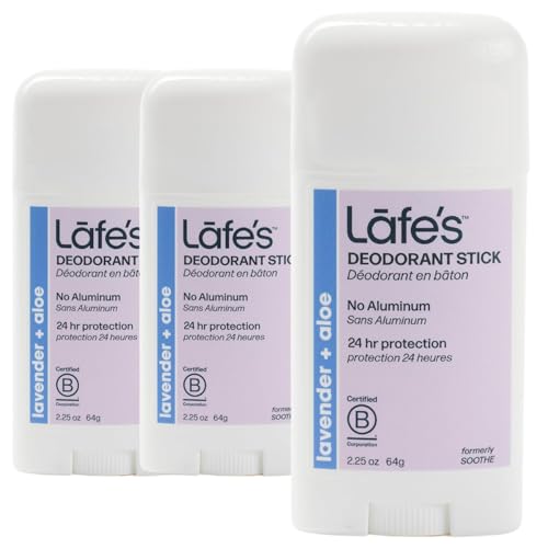 Lafe's Natural Deodorant Stick 3-Pack Lavender & Aloe Aluminum & Baking Soda Free