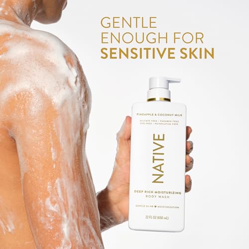 Moisturizing Body Wash with Shea Butter - Hydrating & Gentle for Sensitive Skin, Pineapple & Coconut Milk, 22 Fl Oz (Pack of 6)