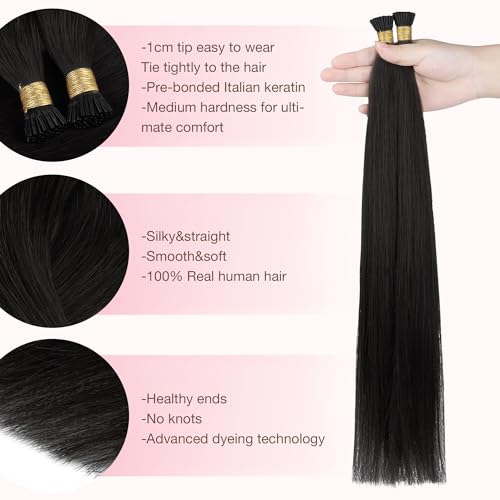 GOO GOO I Tip Hair Extensions 16 Inch Natural Black 50g 100 Strands
