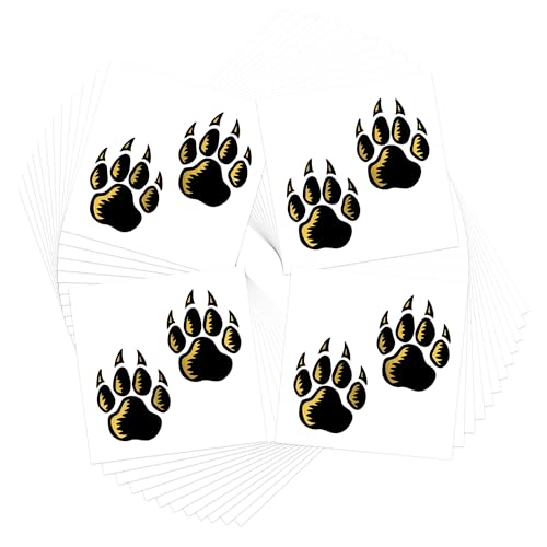 Metallic Gold & Black Wolf Paw Prints Temporary Tattoos/Pack of 48 /Great for School Spirit - Sports - Cheerleading