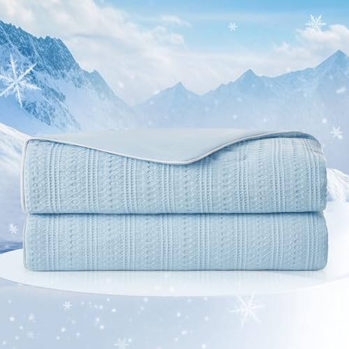 Sky Blue King Waffle Cooling Comforter for Hot Sleepers - Amélie Home
