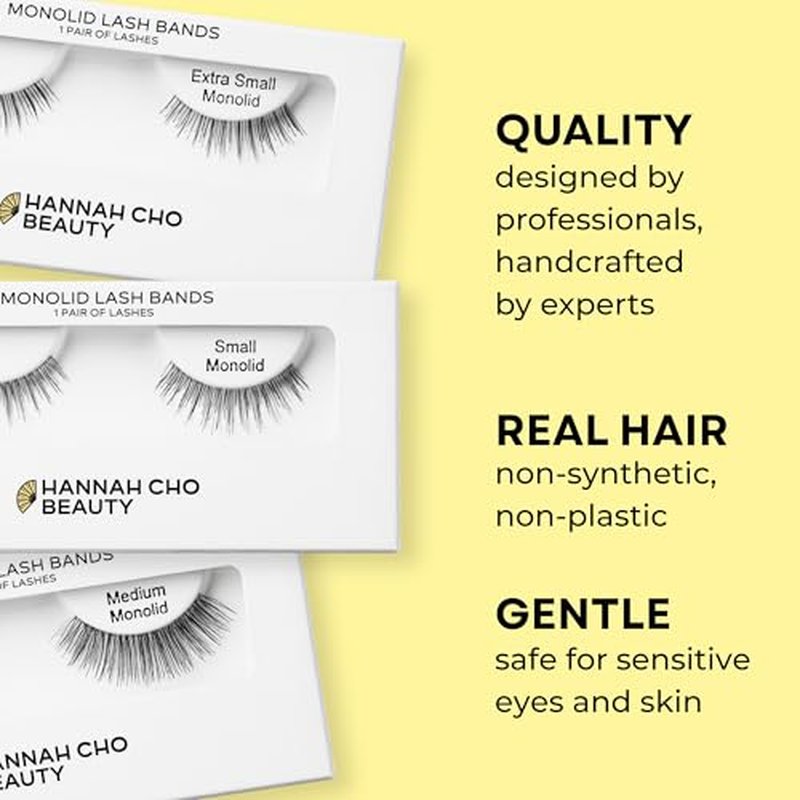 False Lashes for Monolids - Natural Eyelid Lifting Strip Eyelashes - Best Lashes for Asian Eyes - Small Style Light Volume - Hannah Cho Beauty