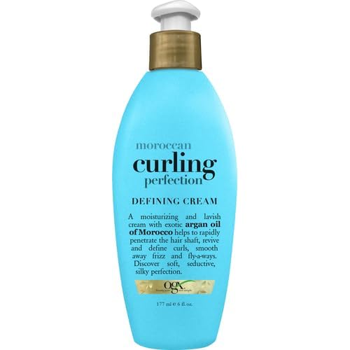 OGX Argan Oil of Morocco Curl-Defining Styling Cream,Anti-Frizz Curl Cream for Curly Hair&All Textures,Cold-Pressed Argan Oil,Paraben-Free,Sulfate-Free Surfactants,Curly Hair Products,6 oz,(Pack of 2)