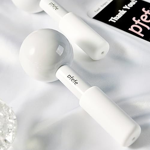 pfefe Ice Globes for Face & Eyes - White Gloss Stainless Steel Cryo Sticks for Puffiness & Wrinkles