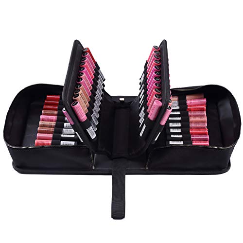 ROWNYEON Lipstick Organizer Case Lipstick Holder Portable Lipstick Bag Travel Makeup Bag Cosmetic Case Large Capacity Lipstick Carrying Case Makeup Artist Lip Gloss Storage Bag