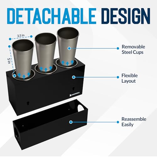 Hair Tool Organizer for Bathroom Vanity ? Blow Dryer Holder with Stainless Cups for Hair Dryer, Curling Iron & Straightener, Countertop Hot Tools Holder and Hair Tool Storage (BLACK)
