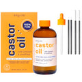 SpaLife Organic Cold Pressed Castor Oil for Face, Brows, Hair, Skin, Nails, & Lashes | Hexane Free Cold Pressed Castor Oil & 2x Brow Brushes, 2x Lash Line Applicators, and Dropper | 8 FL OZ