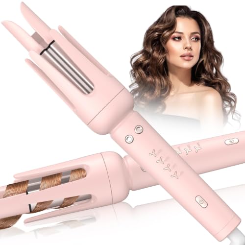 Laluztop Rose Gold Automatic Curling Iron – 4 Temp Auto Curl, 2-Way Rotation, Anti-Scald