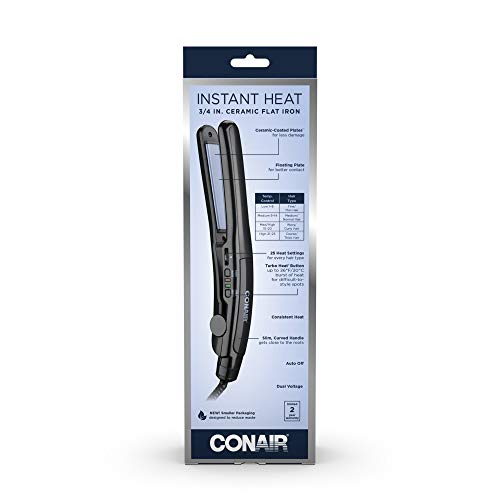 Conair Instant Heat Ceramic Flat Iron, 3/4-inch