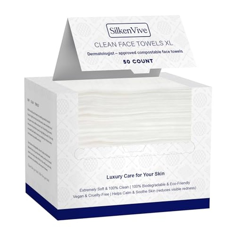 Disposable Face Towel XL (50 Count, 25x30cm) ? Ultra Soft Lint-Free Facial Towels for Women Cleansing, Makeup Remover Dry Wipes, Travel Essentials, Bathroom & Guest Room Beauty Products