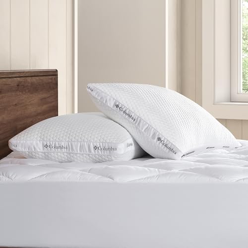 Columbia Ice Fiber Cooling Side Sleeper Pillows 2 Pack - Queen/Standard, Medium Firm, Breathable Cover