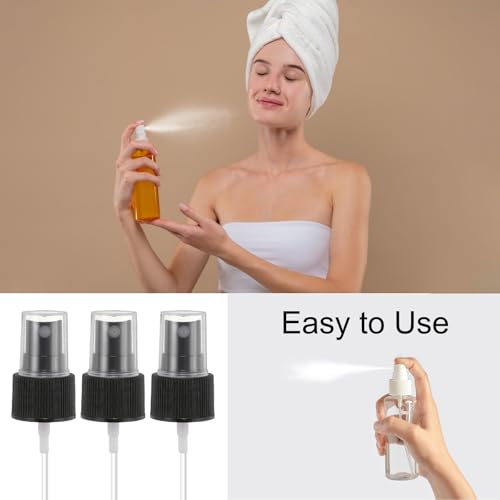 uxcell 12 Pcs Black Spray Top, 24/410 Fine Mist Sprayer Reusable Replacement Spray Bottle Pump Stripe Plastic Top for Cosmetic Perfume and Body Sprays Bottle