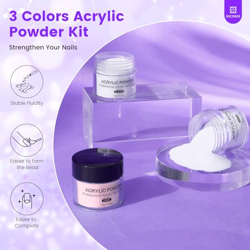 Deciniee Acrylic Nail Kit for Beginners with Gift Makeup Bag, Purple – Single Layer