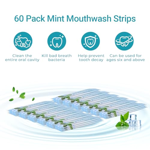 Travel Mint Mouthwash Packets - 60 Portable Fresh Breath, 0.63oz Each - Variation: Mint / 0.01 Fl Oz