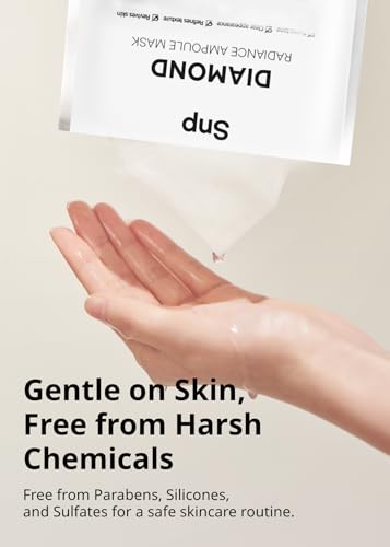 Diamond & Hyaluronic Acid Face Mask – Hydrating, Tightening, Rejuvenating Skincare Sheet Mask for Oily Skin – 10 Sheets