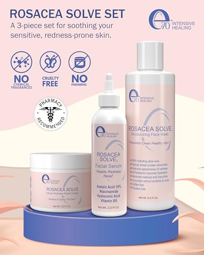 Rosacea Treatment Skincare Set - Face Wash, Cream & Serum - 12.25 Fl Oz Pack of 3