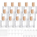 15 Pack 50ml Glass Square Perfume Bottles - Light Wood Color, Reusable & Leakproof