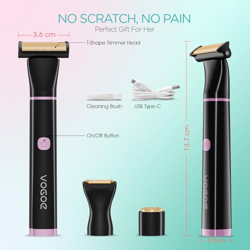 VOGOE Black 3-in-1 Waterproof Bikini & Body Trimmer for Women