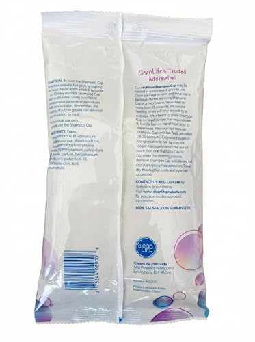 No-Rinse Cleanlife Shampoo Caps 10 Pack Waterless Hair Wash & Conditioner for Elderly, Bedridden, Hospital Patients