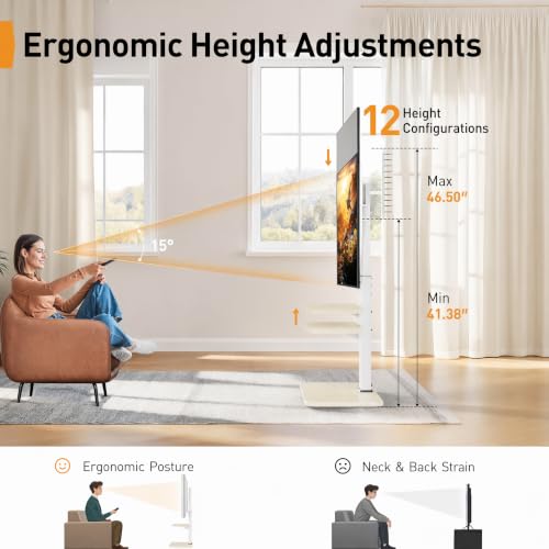 Floor TV Stand with Power Outlet for 32-75 Inch TVs Up to 110 lbs - Height Adjustable & Swivel