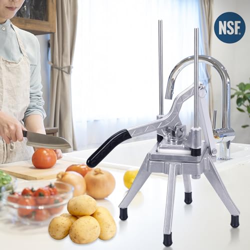 Commercial Vegetable & Fruit Chopper with 4 Blades - Stainless Steel Slicer for Kitchen and Restaurant