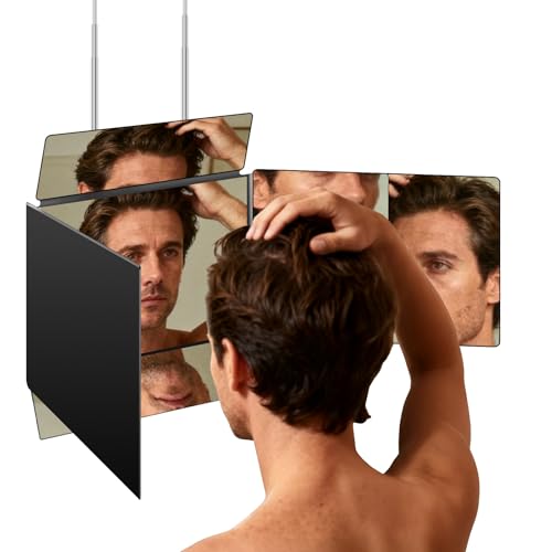 Self Hair Cutting Mirror 5-Way Tri Fold with Black Forest Variation, Adjustable and Portable