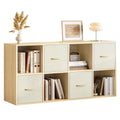 EXPERLAM 8 Cube Storage Organizer with 4 Fabric Bins - Solid Wood Bookcase, Vertical or Horizontal Use