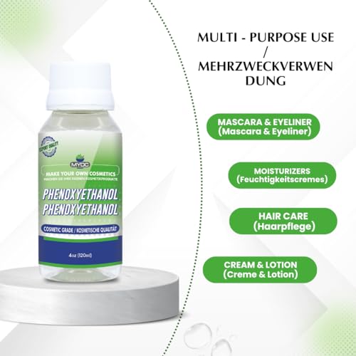 Phenoxyethanol Liquid (120 ml / 4.05 fl oz) - Cosmetic Grade For DIY Creams Serums Lotions & Haircare Formulations