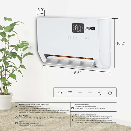 Wall-Mounted Space Heater with Thermostat & Remote Control