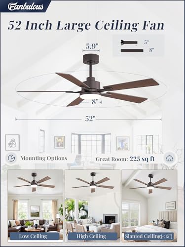 Oil Bronze 52 Inch Ceiling Fan with Lights, Remote & App Control, DC Motor