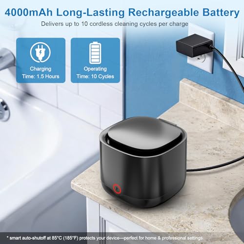 OnBeam Black Ultrasonic & UV Retainer Cleaner Machine - Wireless Dental Pod