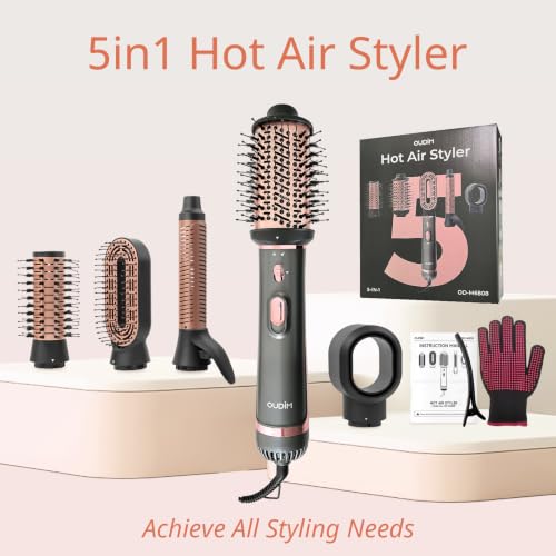 5-in-1 Hot Air Styler & Hair Dryer Brush - Ionic Multi-Styler with 5 Attachments