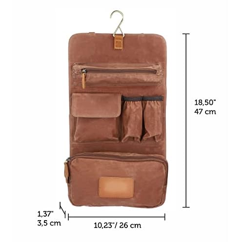 Gusti wash bag Leather-Rodney Toiletry bag wash bag sponge bag toiletries bag washbag make-up bag makeup bag cosmetic bag womens mens brown leather and canvas