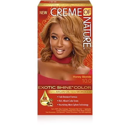 Exotic Shine Hair Color by Creme of Nature, 10.0 Honey Blonde, with Argan Oil from Morocco, 1 Application