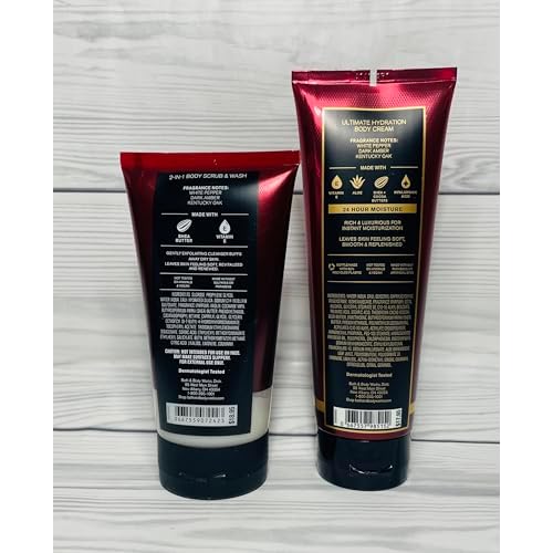 Bath & Body Works Men's Bourbon Ultimate Hydration Body Cream and Body Scrub