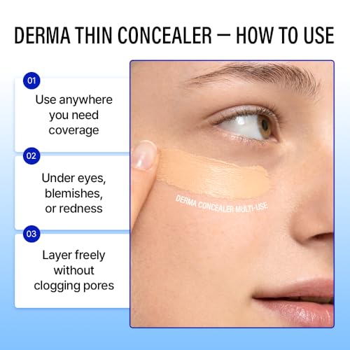 [23YEARSOLD Derma] Thin Concealer #1Y (Glow Beige) ? Sensitive-Skin Friendly, Lightweight & Long-Lasting with Redness-Soothing SWEETONE Formula for a Natural Finish, Easy-to-Carry 0.17 fl oz