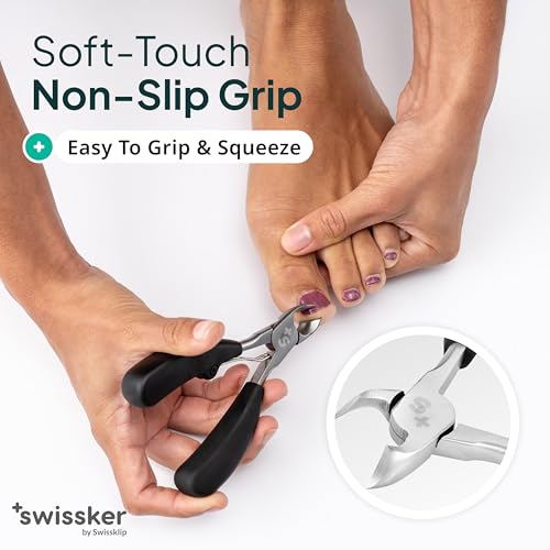 Swissker by Swissklip Heavy Duty Toenail Clippers for Men and Women ? Professional Ergonomic Large Toe Nail Cutter & Trimmer for Thick Nails Seniors, Long Handle Toe Nail Clipper