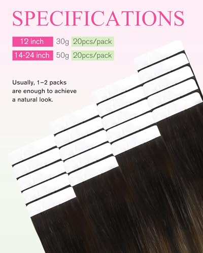 YoungSee Tape-In Hair Extensions 20 Inch for Wedding - Variation #Tape-A-#2/2/6