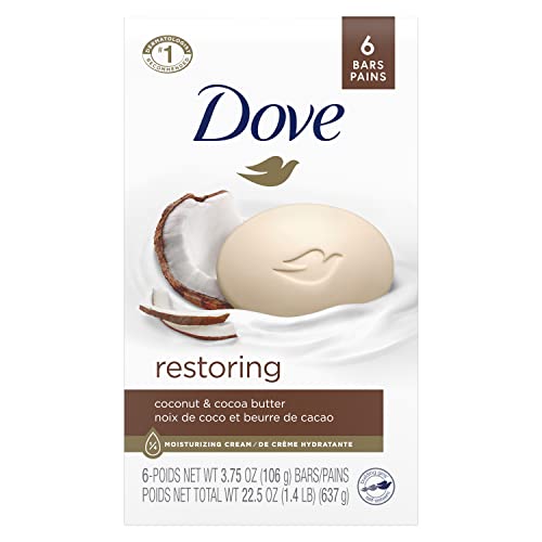Dove Beauty Bar Gentle Skin Cleanser Pink 6 Bars Moisturizing for Soft Care More Than Soap 3.75 oz & Beauty Bar For Softer Skin Coconut Milk More Moisturizing Than Bar Soap, 3.75 Ounce - 6 Count